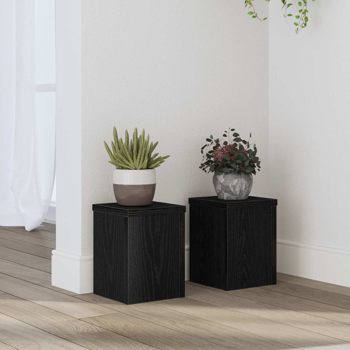 Planteholder 2 stk. Sort eg 15 x 15 x 20 cm Konstrueret træ