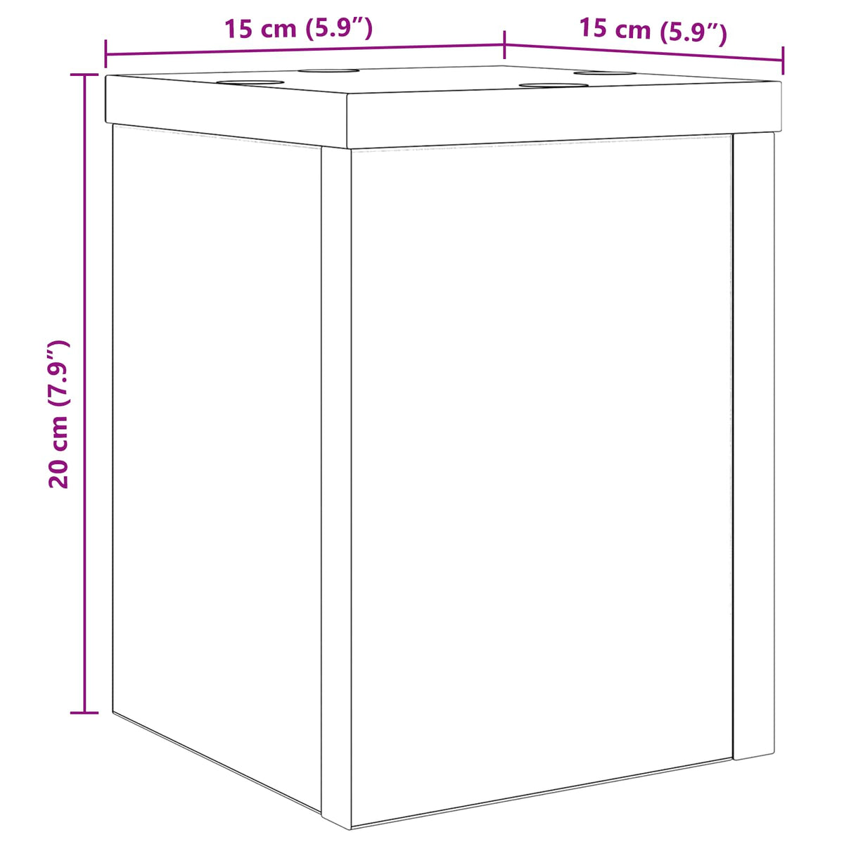 Planteholder 2 stk. Sort eg 15 x 15 x 20 cm Konstrueret træ