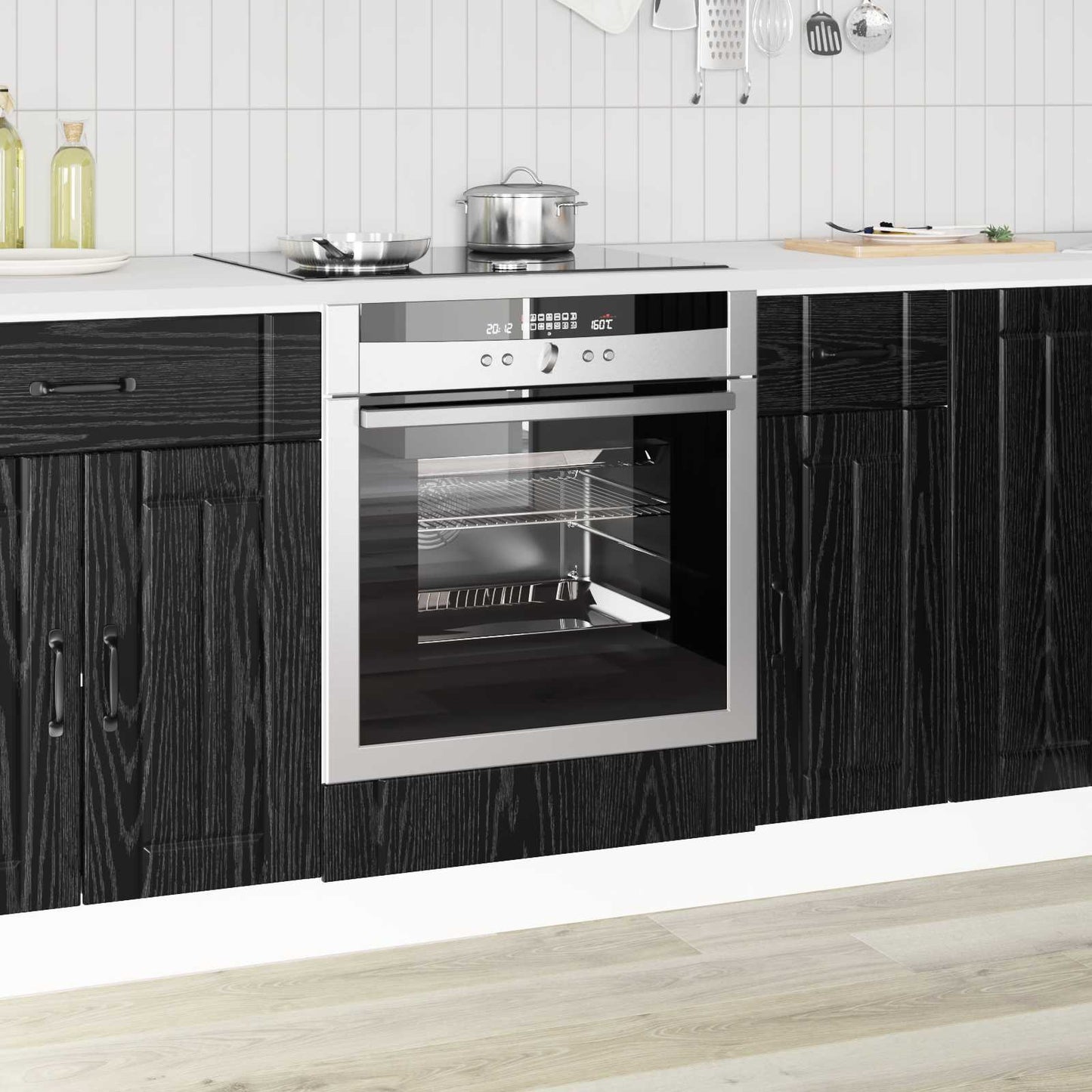 Ovnskab LUCCA Sort eg 60 x 46 x 81,5 cm Konstrueret træ