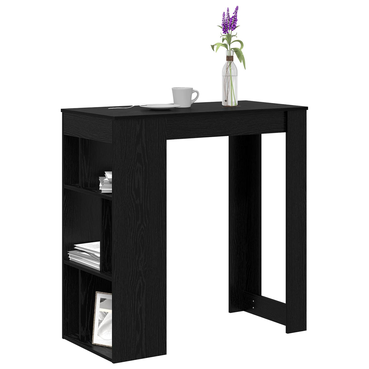 Barbord 102 x 50 x 103,5 cm Konstrueret træ Sort eg Rektangulær