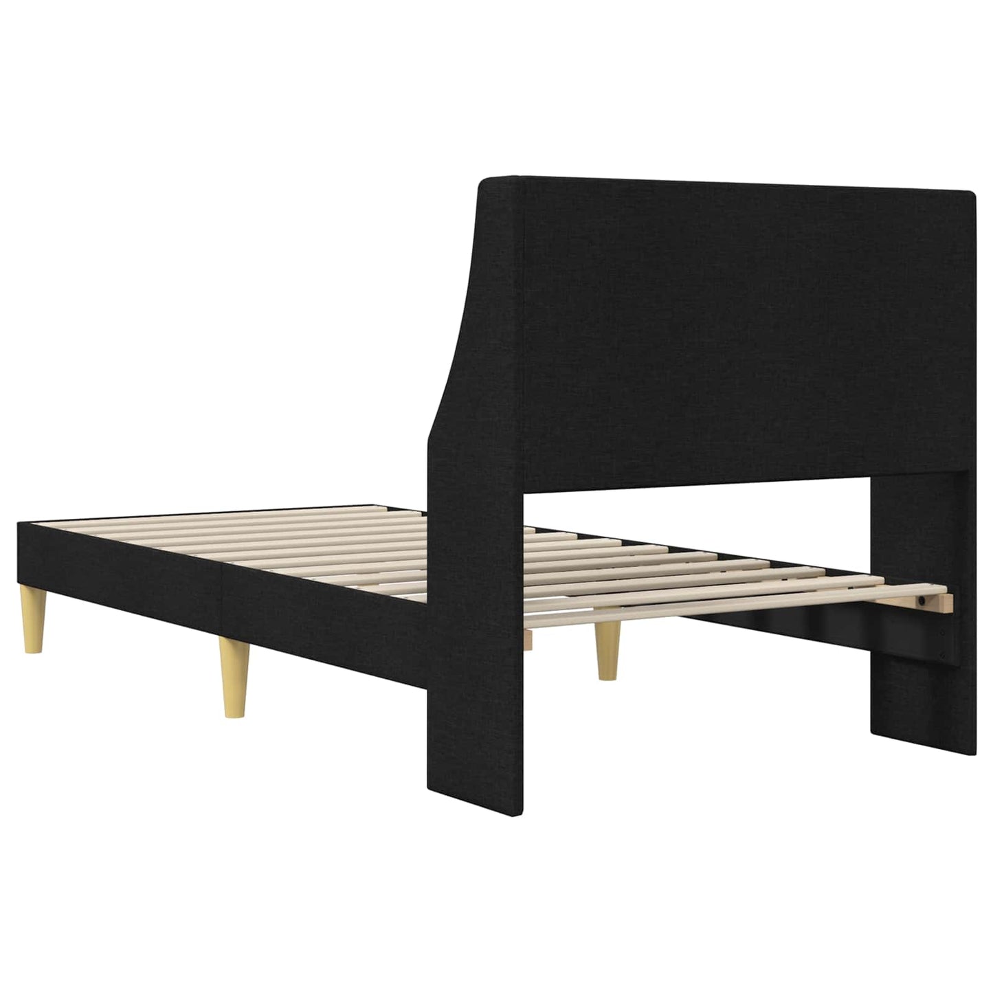 Sengestel Ensfarvet med hovedgærde Sort 100 x 200 cm Stof