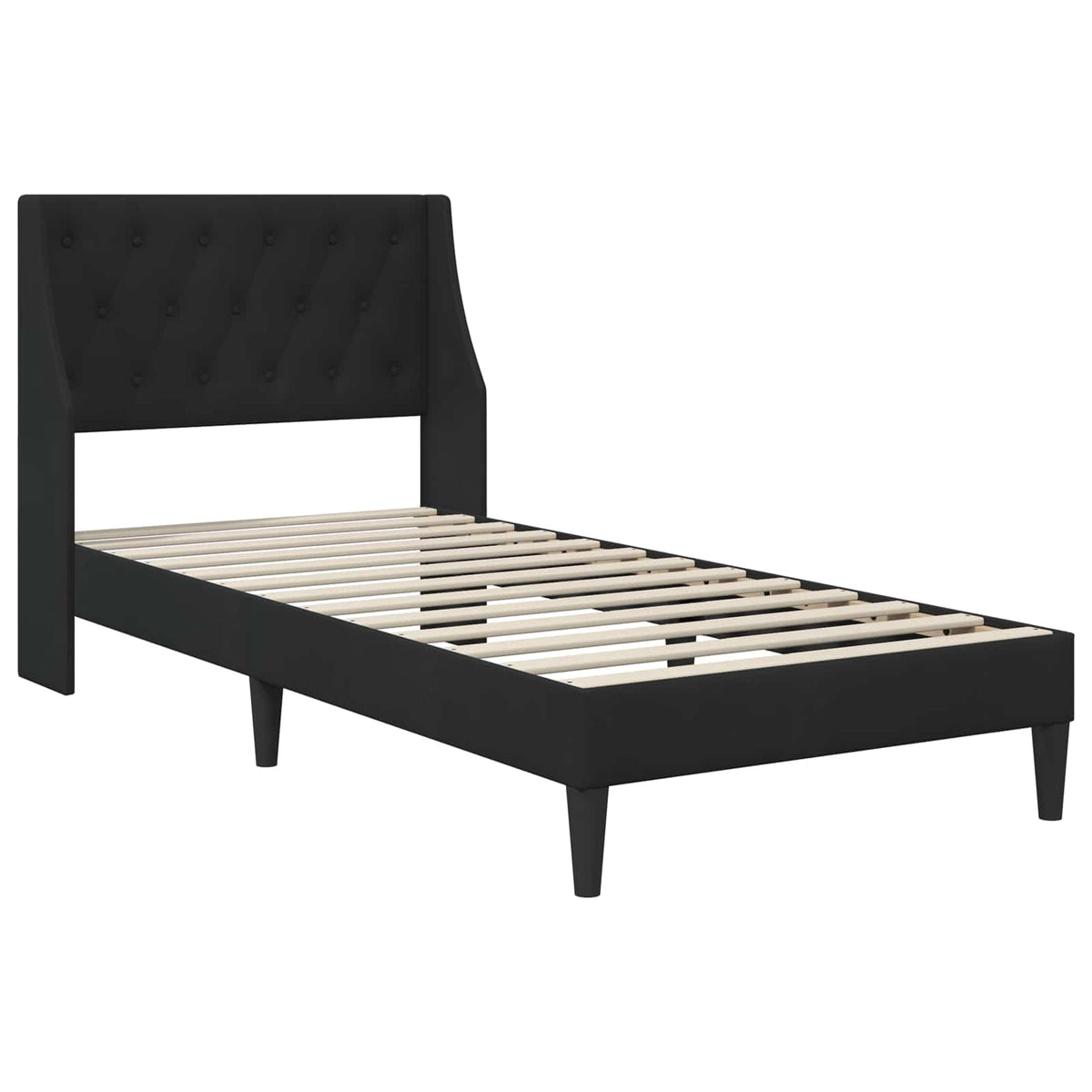 Sengestel med hovedgærde Sort 90 x 190 cm Fløjl