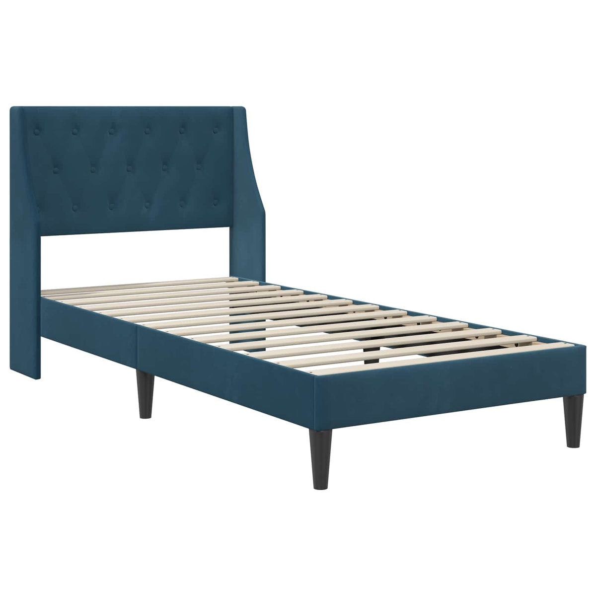 Sengestel med hovedgærde Blå 100 x 200 cm Fløjl