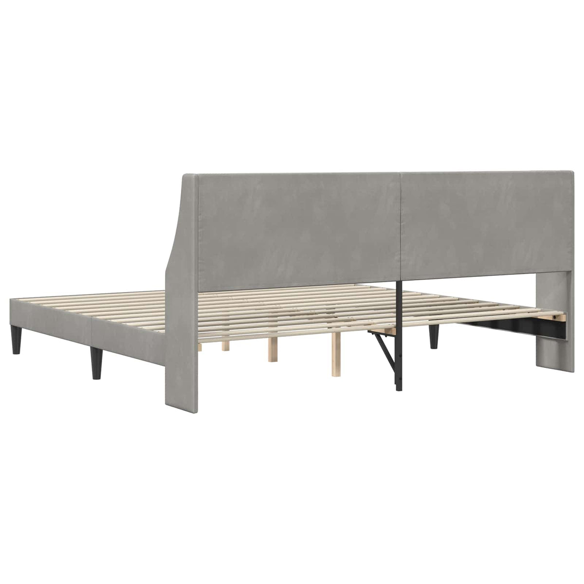 Sengestel med hovedgærde Lysegrå 200 x 200 cm Fløjl