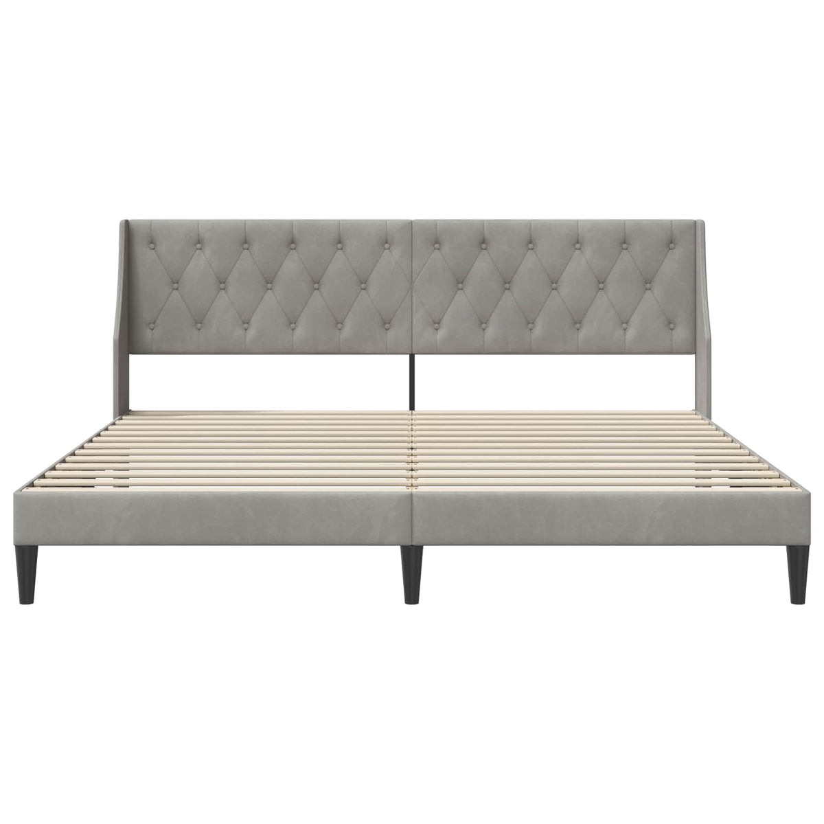 Sengestel med hovedgærde Lysegrå 200 x 200 cm Fløjl