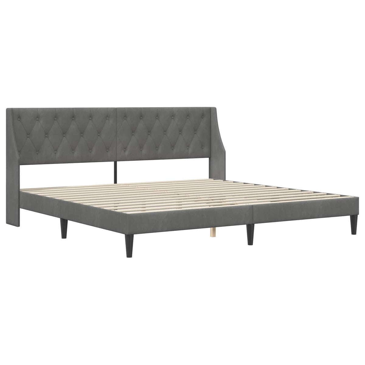Sengestel med hovedgærde Mørkegrå 200 x 200 cm Fløjl