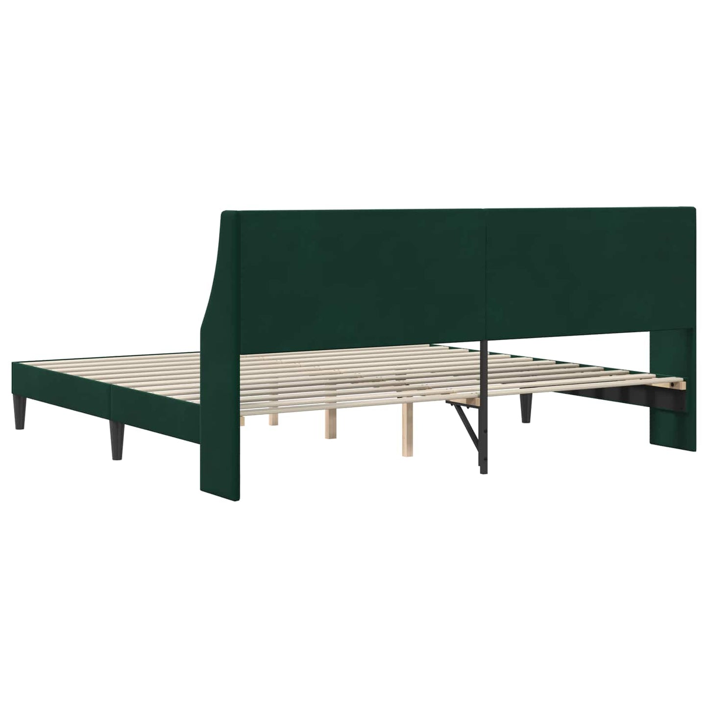 Sengestel med hovedgærde Mørkegrøn 200 x 200 cm Fløjl