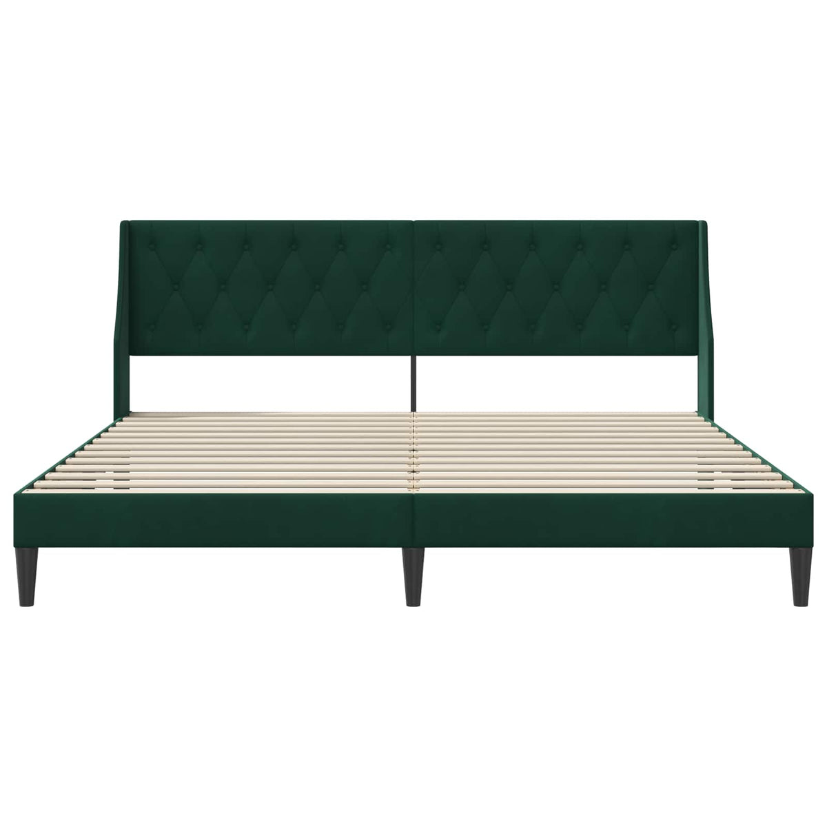 Sengestel med hovedgærde Mørkegrøn 200 x 200 cm Fløjl