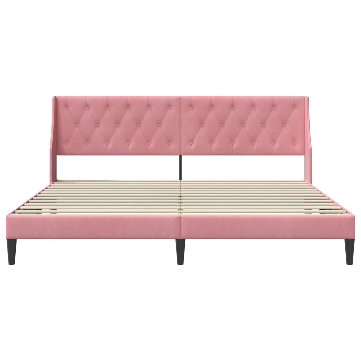 Sengestel med hovedgærde Lyserød 200 x 200 cm Fløjl