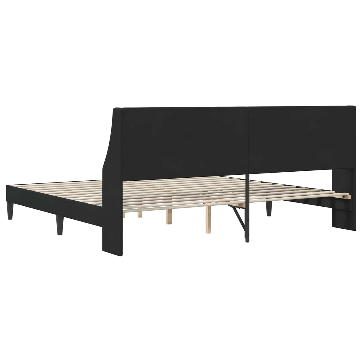 Sengestel med hovedgærde Sort 200 x 200 cm Fløjl