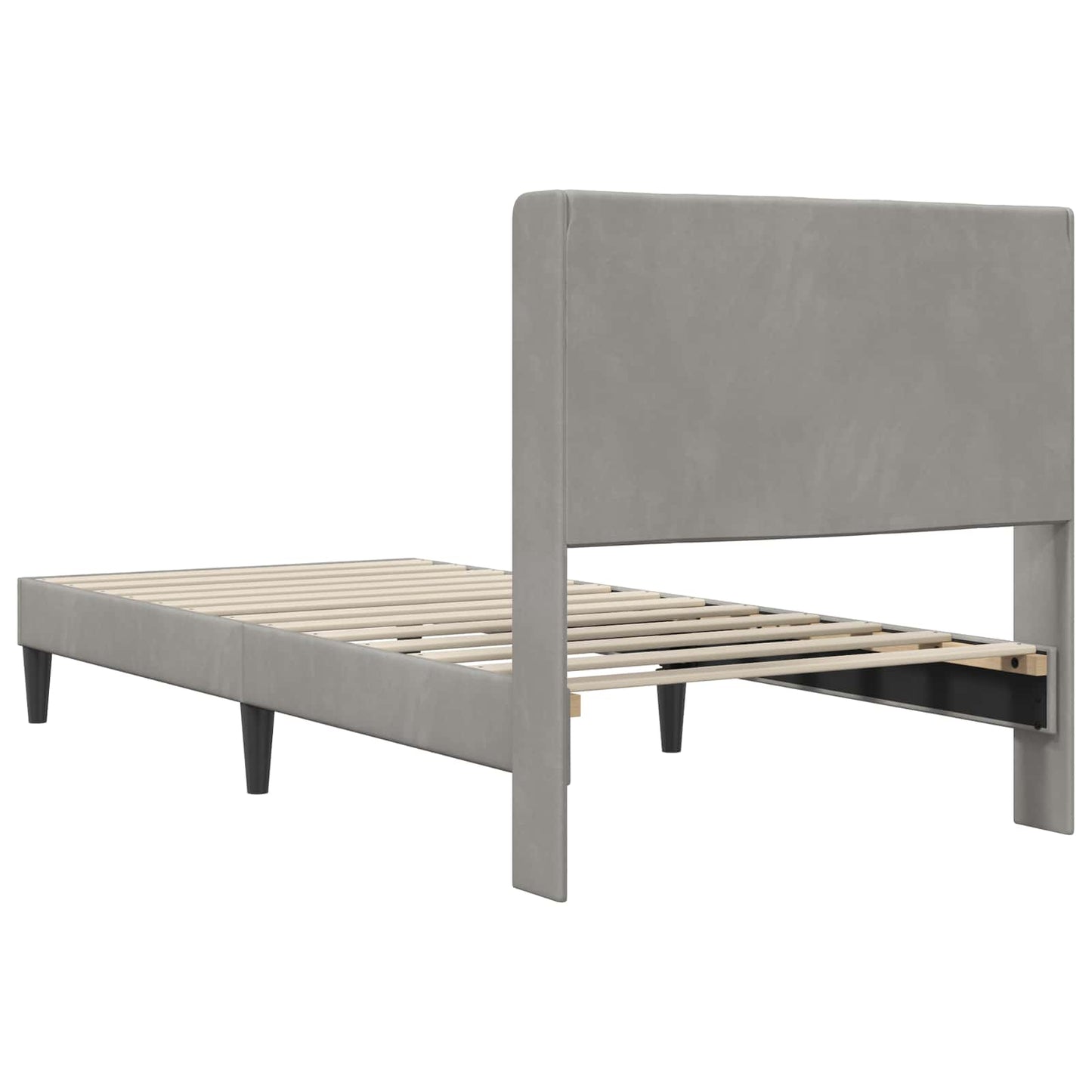 Sengestel med hovedgærde Lysegrå 80 x 200 cm Fløjl