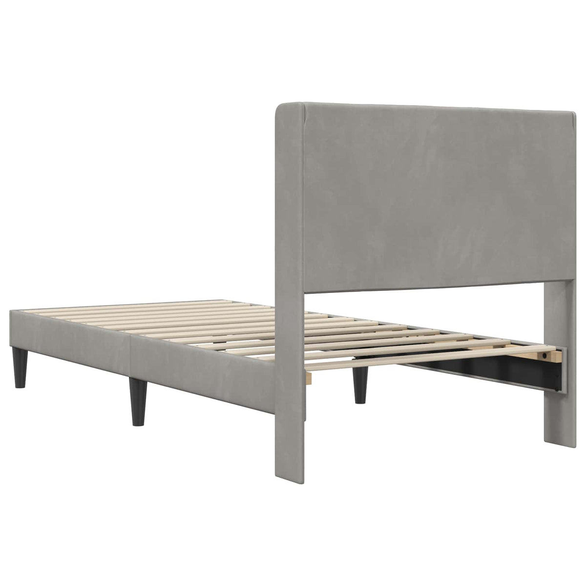 Sengestel med hovedgærde Lysegrå 90 x 190 cm Fløjl