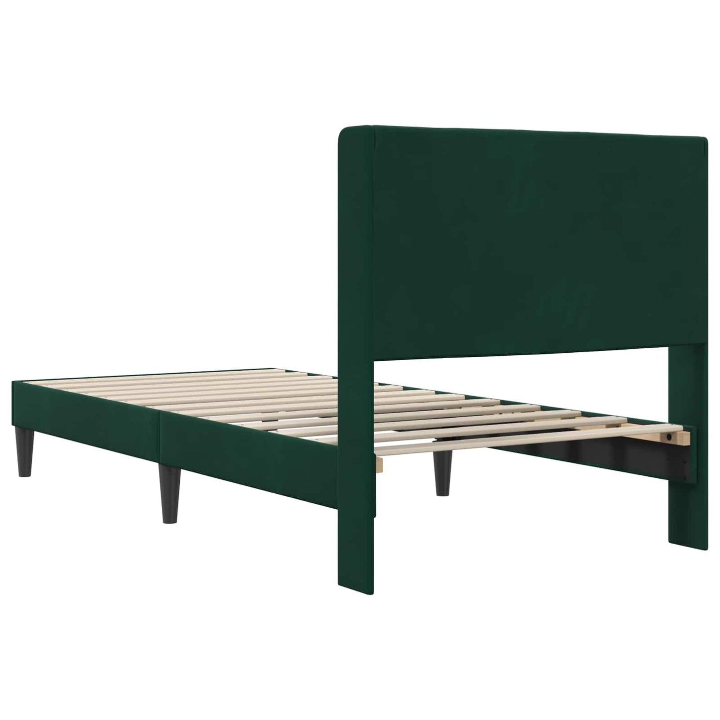 Sengestel med hovedgærde Mørkegrøn 90 x 190 cm Fløjl