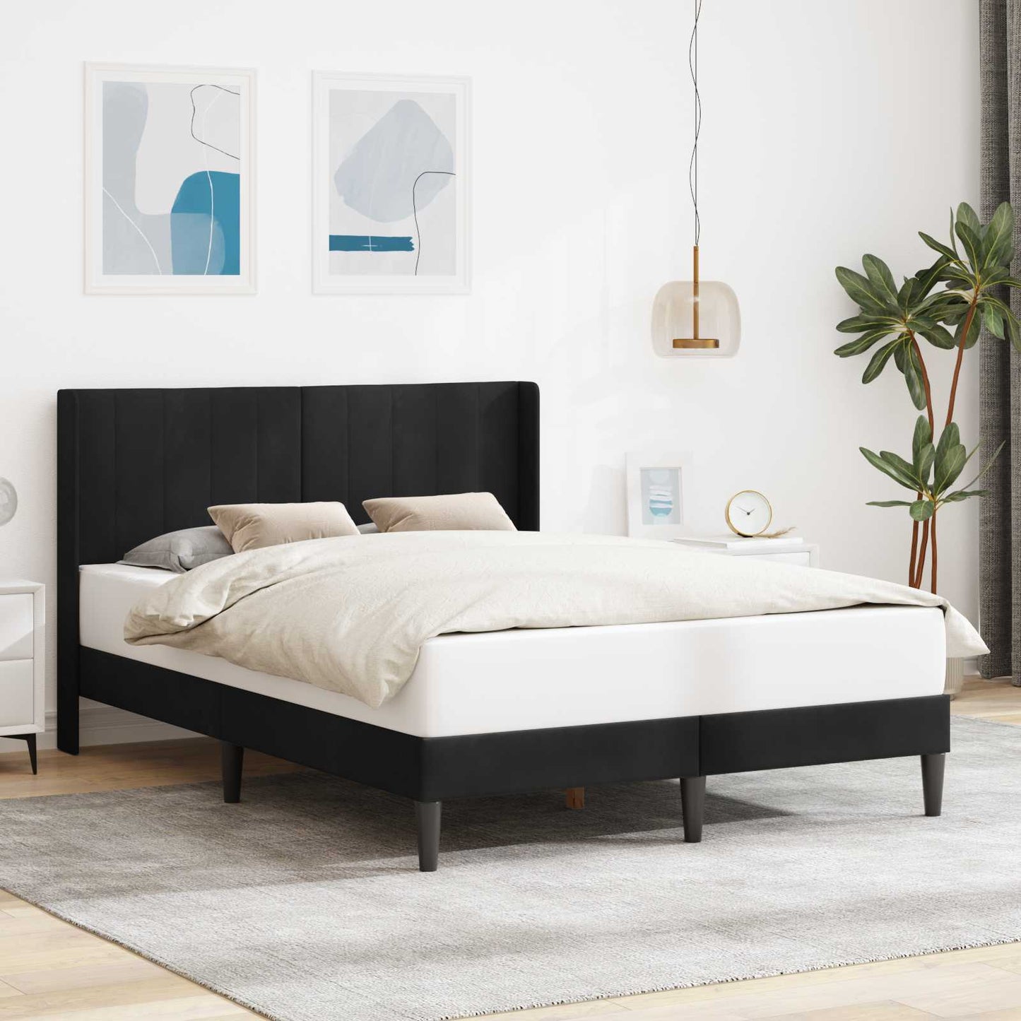 Sengestel med hovedgærde Sort 120 x 200 cm Fløjl