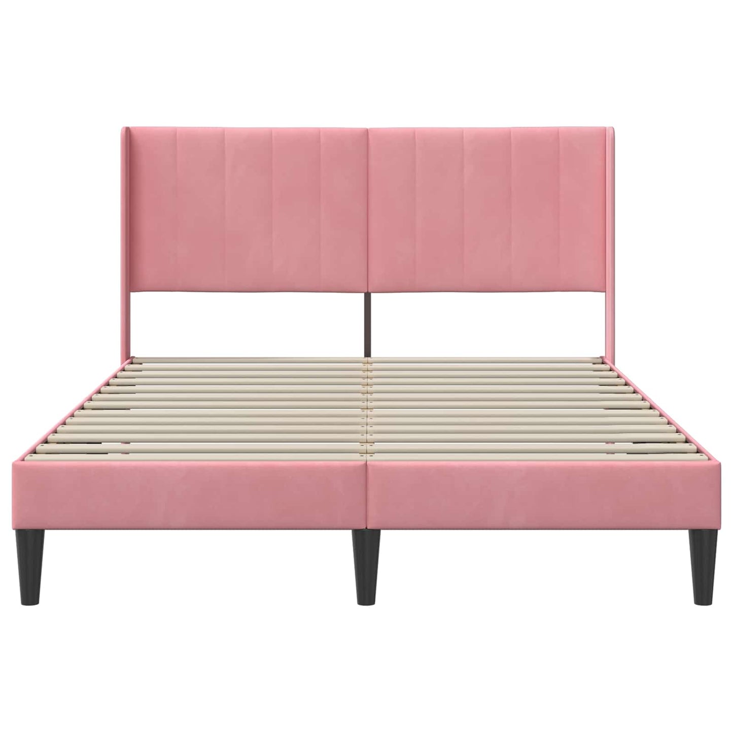 Sengestel med hovedgærde Lyserød 140 x 190 cm Fløjl