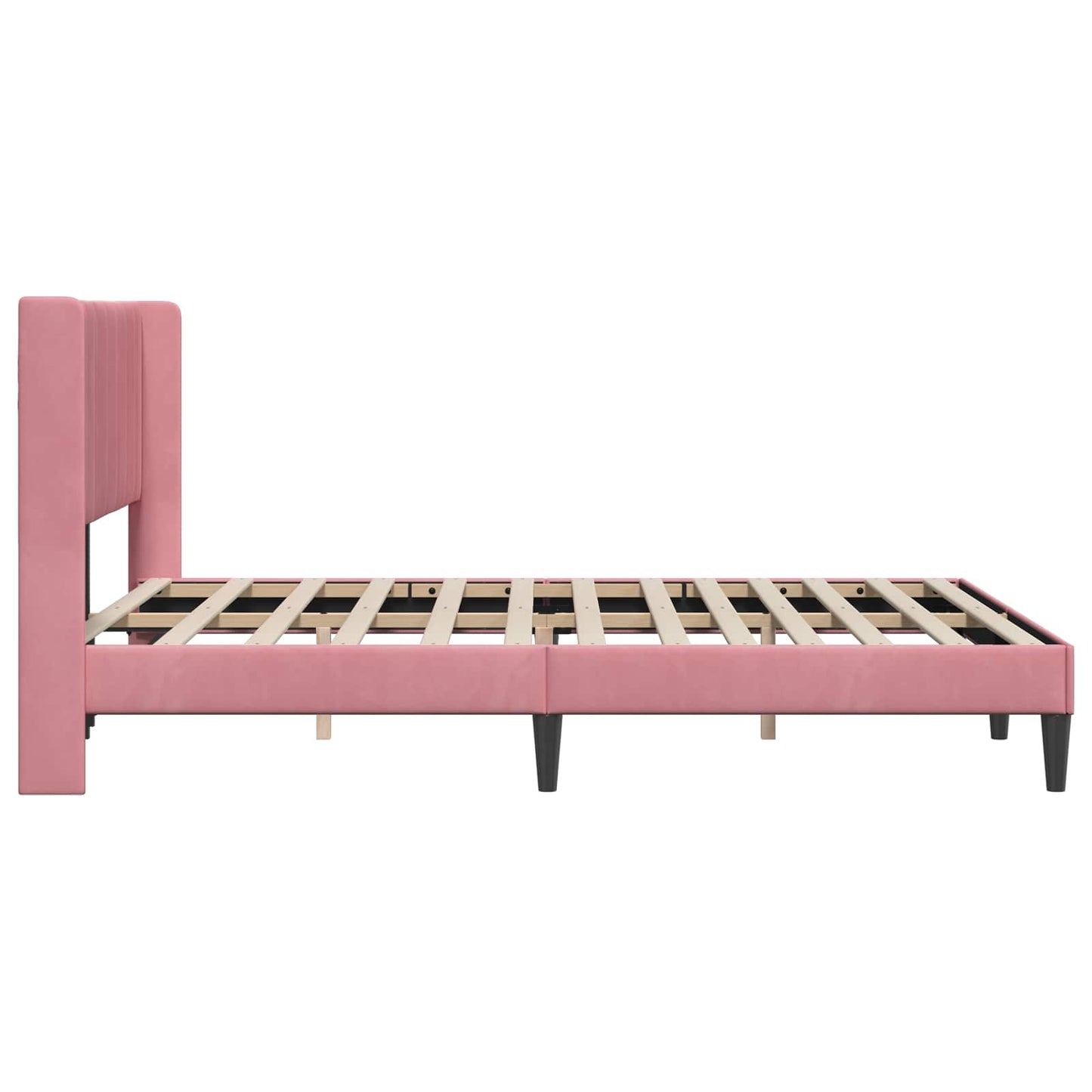 Sengestel med hovedgærde Lyserød 140 x 190 cm Fløjl