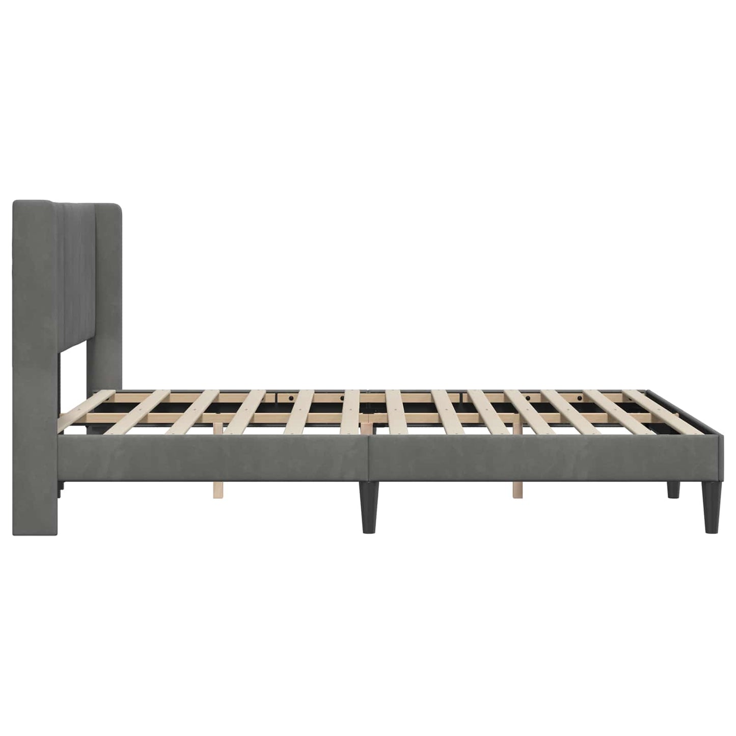 Sengestel med hovedgærde Mørkegrå 160 x 200 cm Fløjl