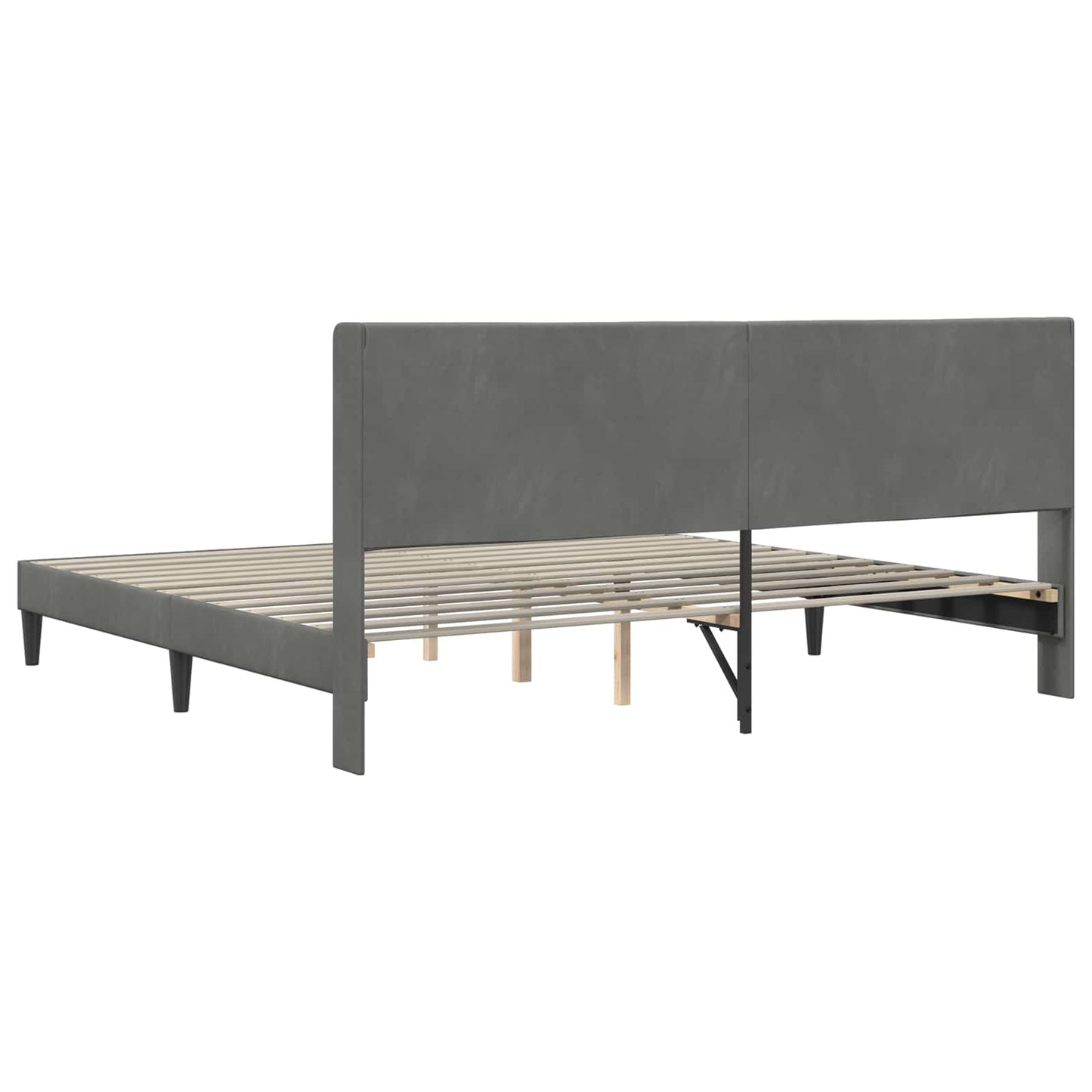 Sengestel med hovedgærde Mørkegrå 180 x 200 cm Fløjl