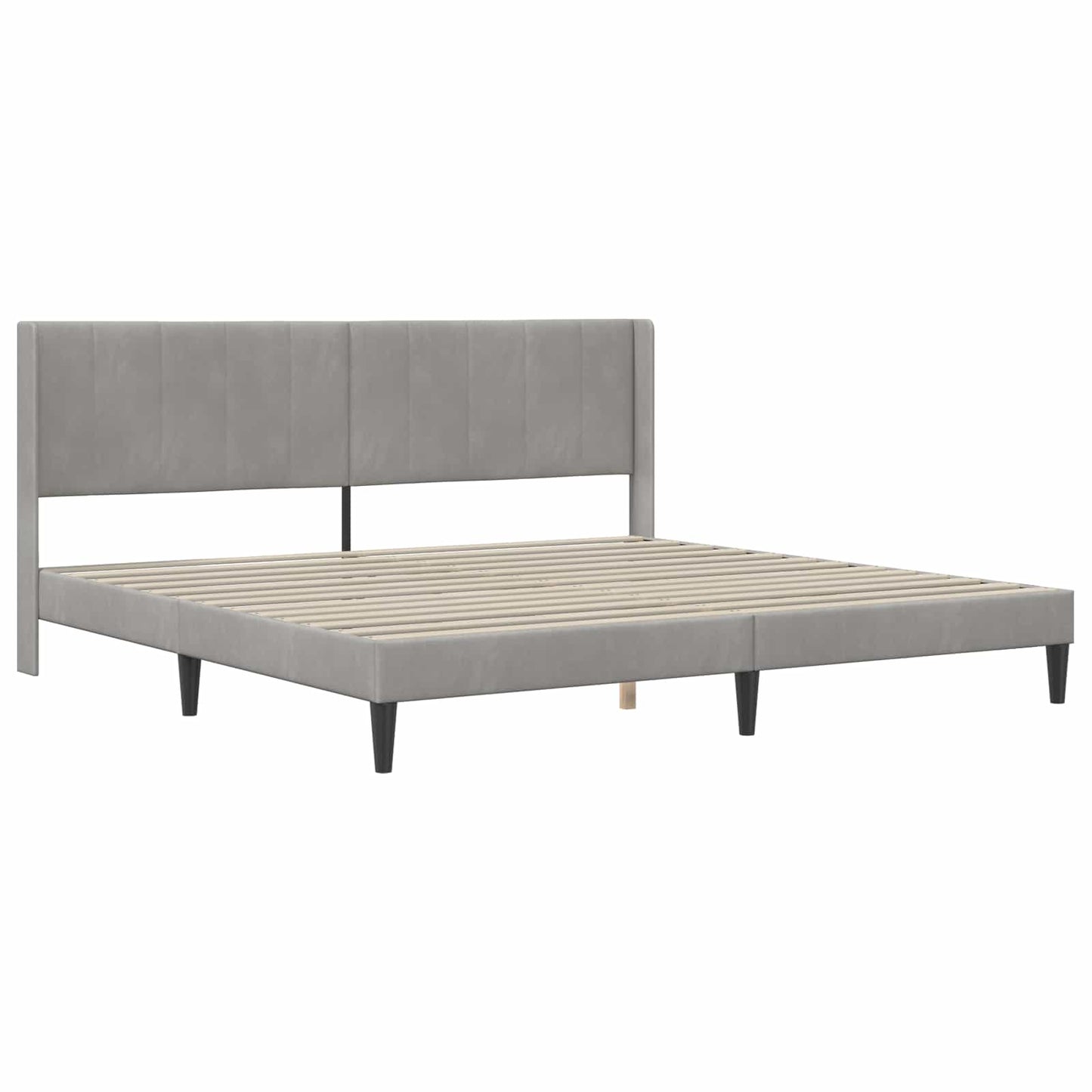 Sengestel med hovedgærde Lysegrå 200 x 200 cm Fløjl
