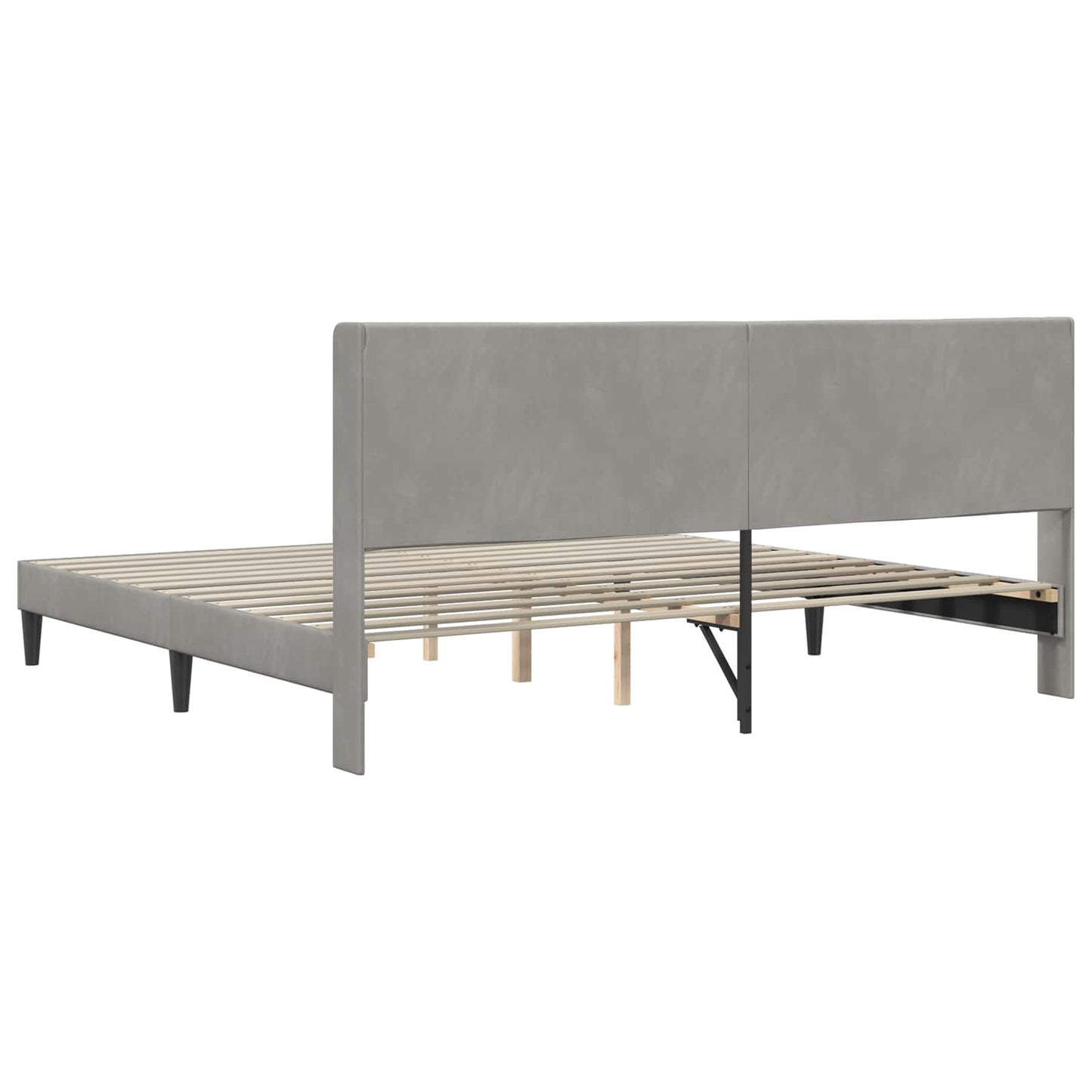 Sengestel med hovedgærde Lysegrå 200 x 200 cm Fløjl