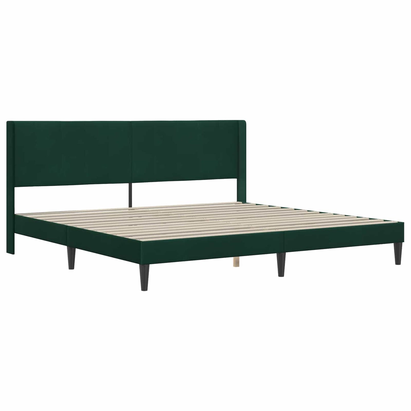 Sengestel med hovedgærde Mørkegrøn 200 x 200 cm Fløjl