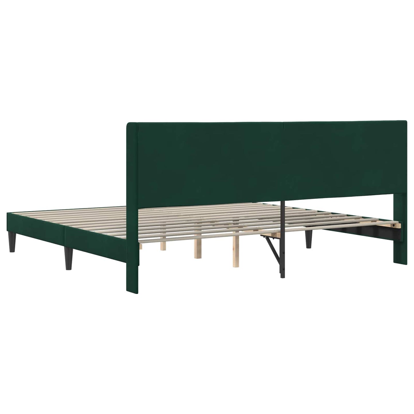 Sengestel med hovedgærde Mørkegrøn 200 x 200 cm Fløjl