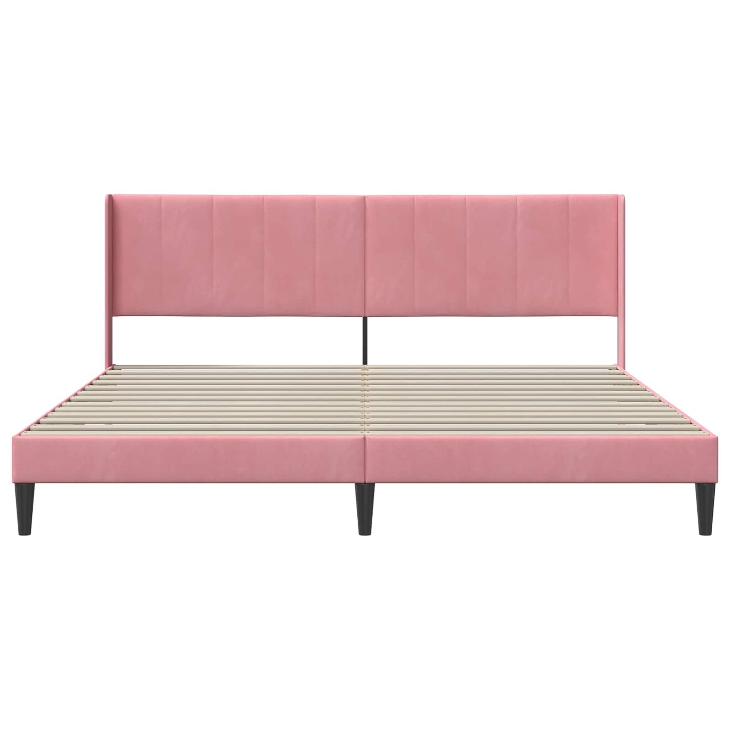 Sengestel med hovedgærde Lyserød 200 x 200 cm Fløjl