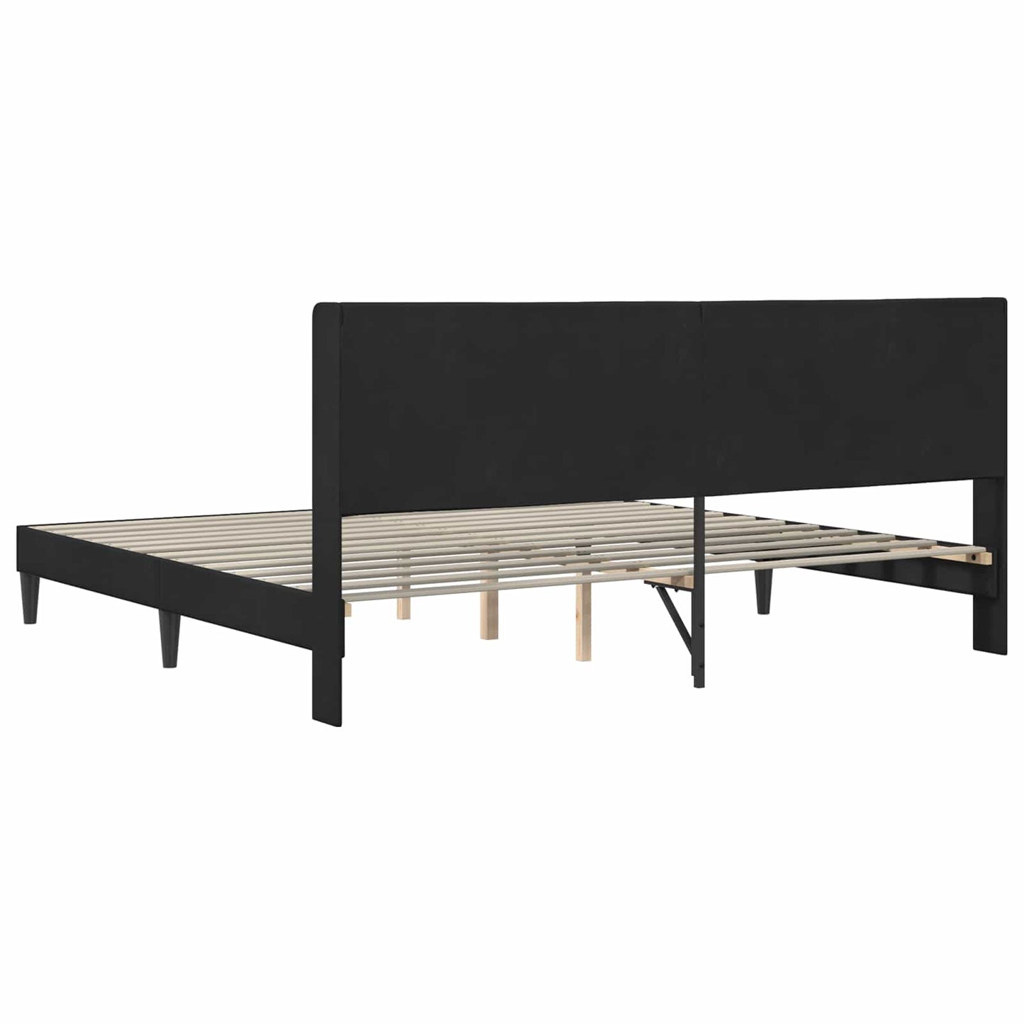 Sengestel med hovedgærde Sort 200 x 200 cm Fløjl