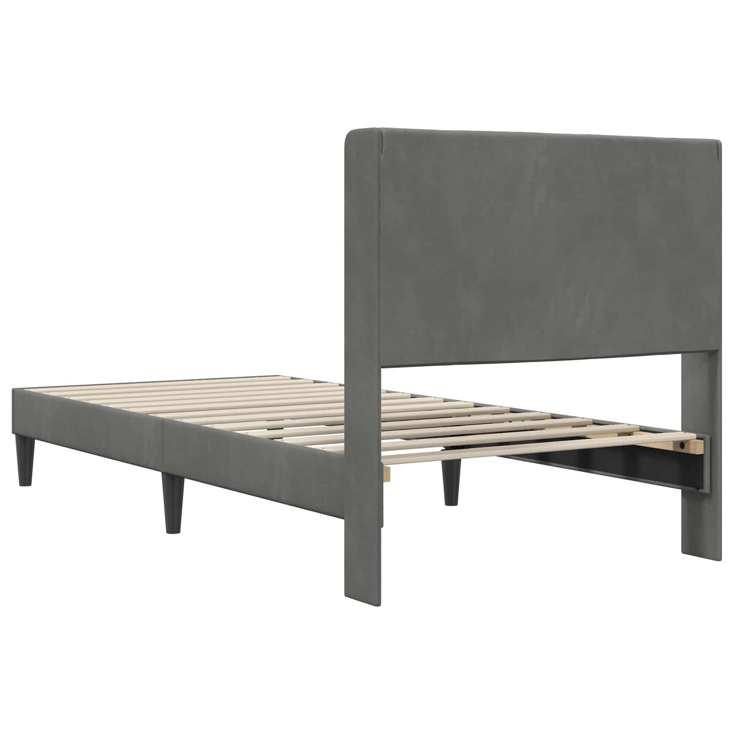 Sengestel med hovedgærde Mørkegrå 100 x 203 cm Fløjl