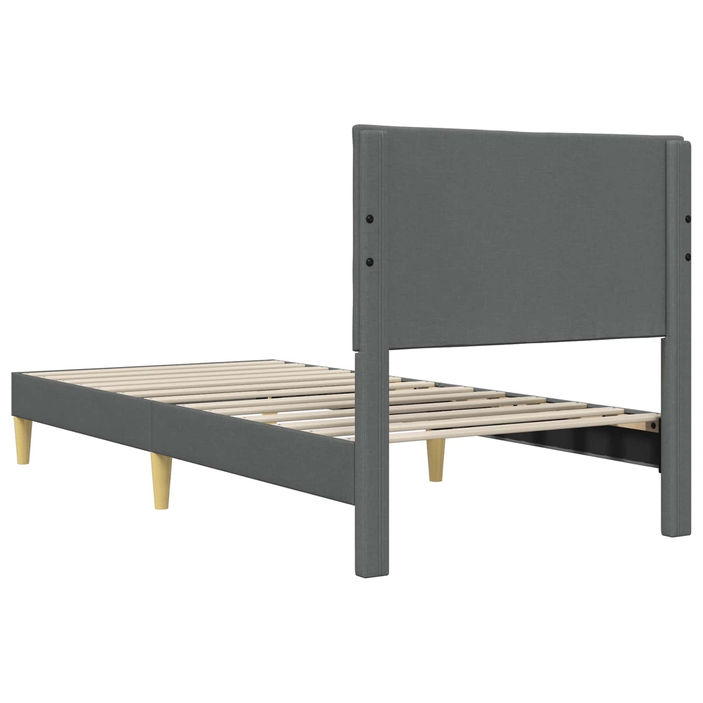 Sengestel med hovedgærde Mørkegrå 90 x 190 cm Stof