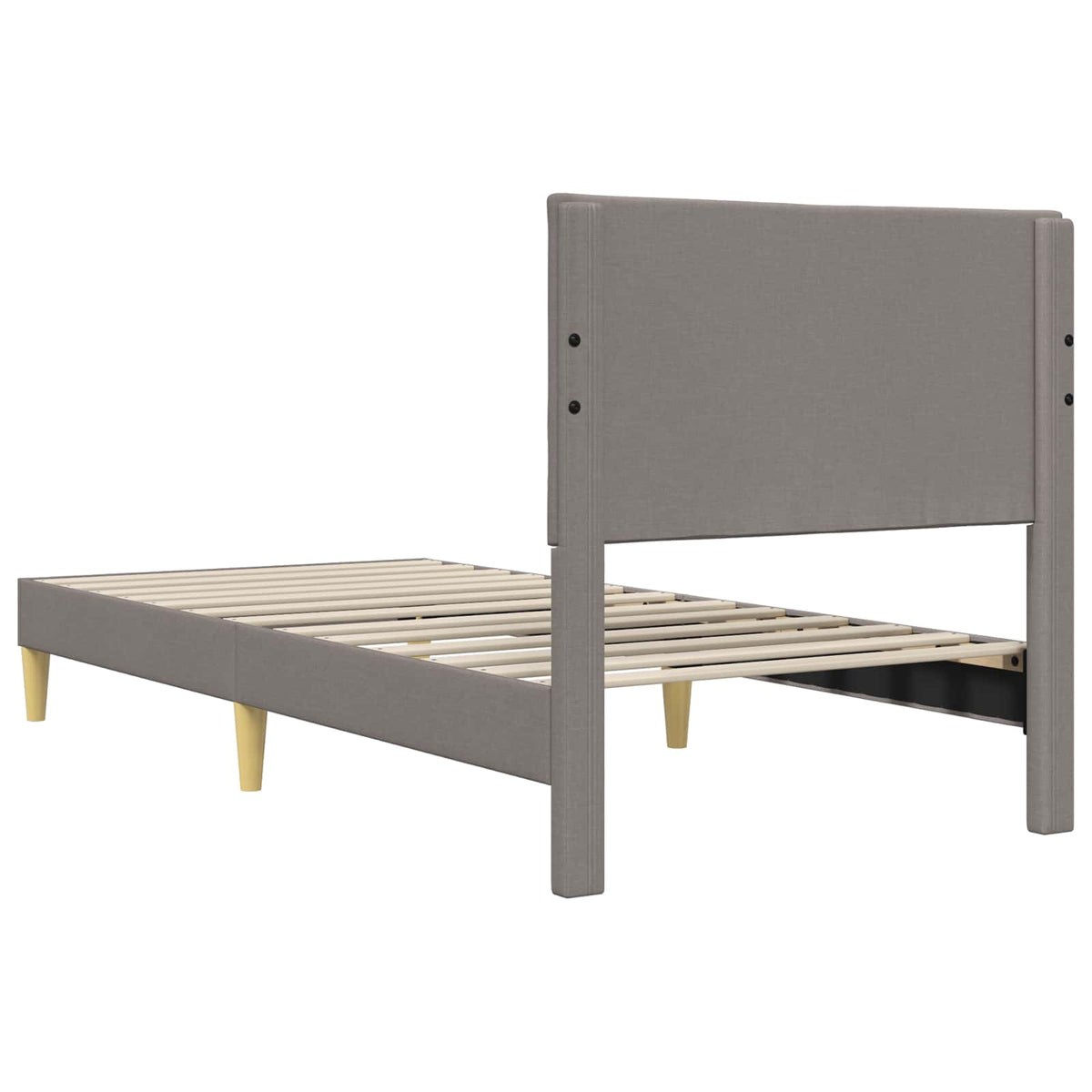 Sengestel med hovedgærde Gråbrun 90 x 190 cm Stof