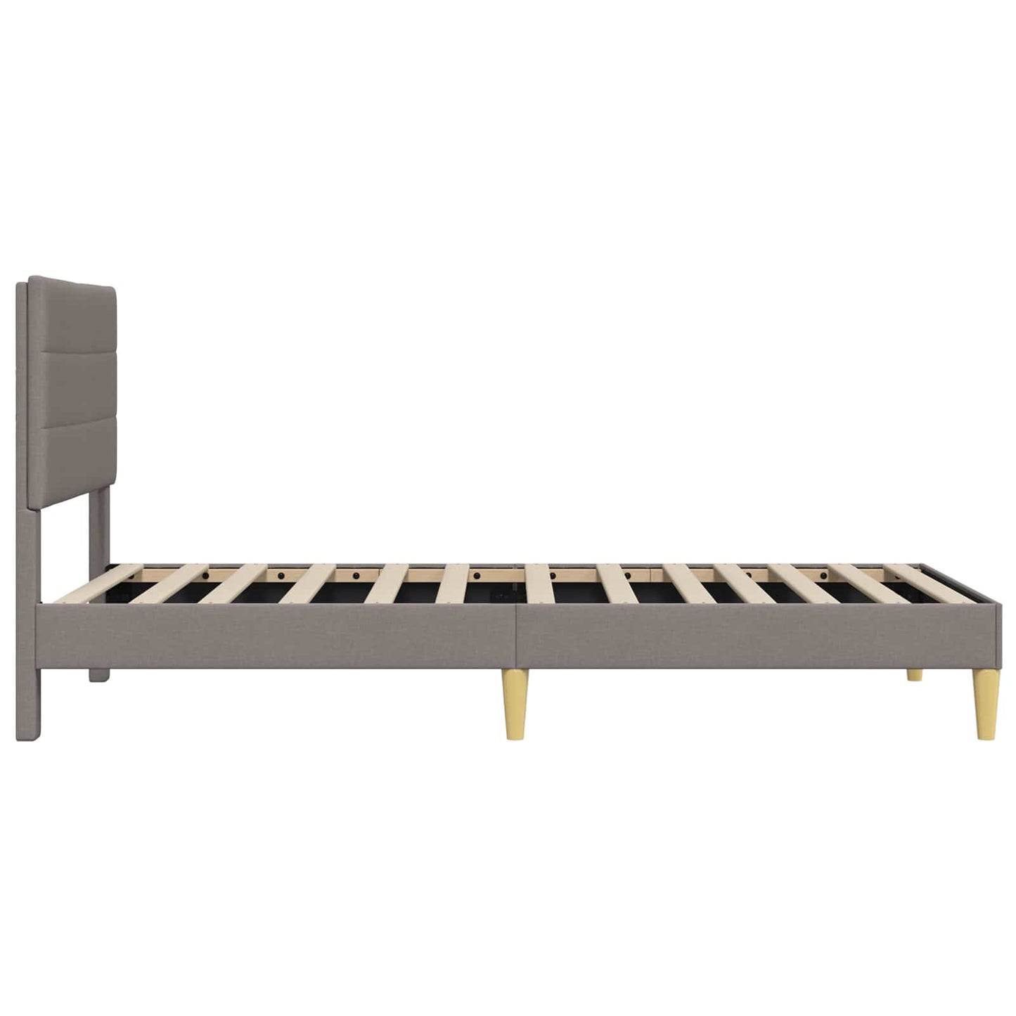 Sengestel med hovedgærde Gråbrun 90 x 190 cm Stof