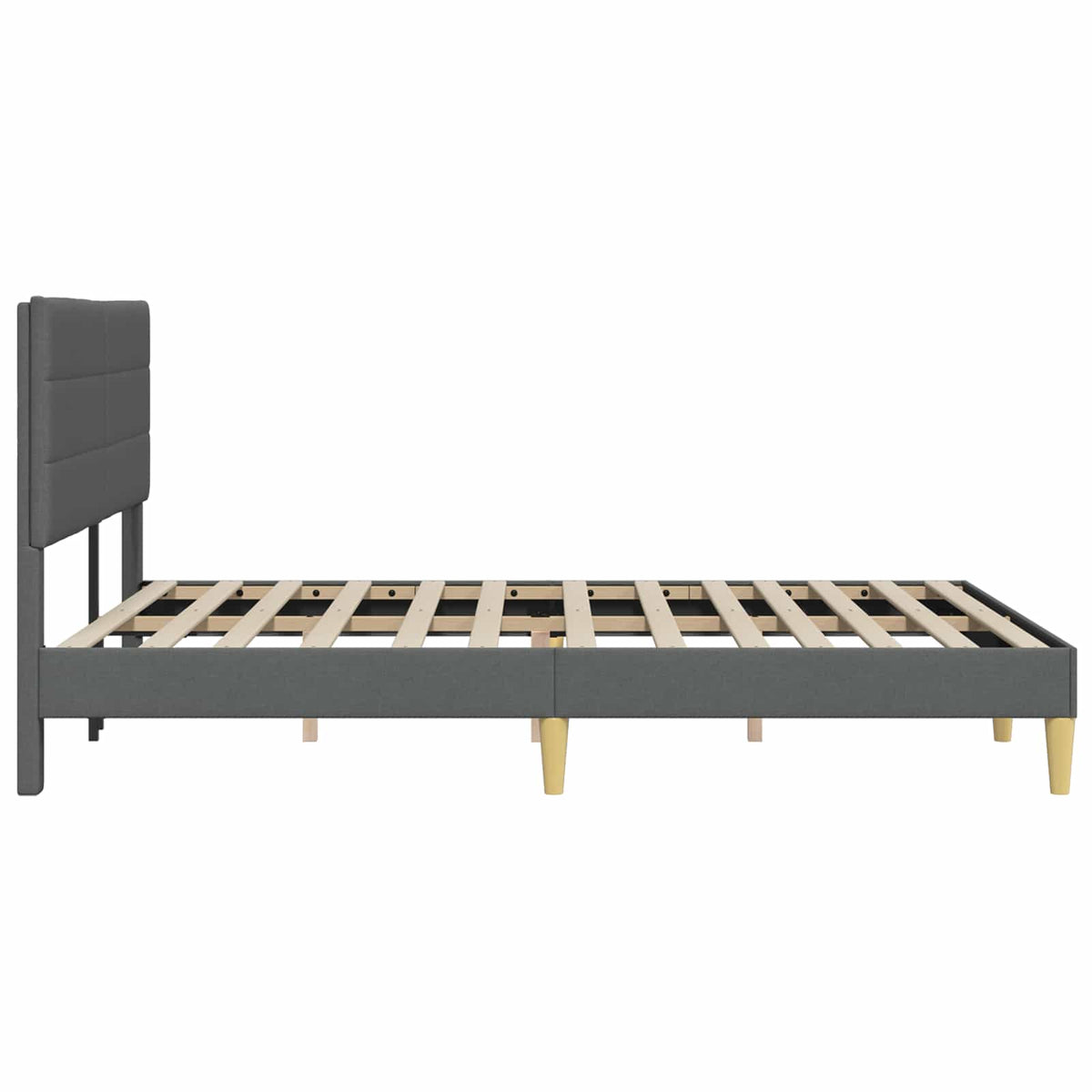 Sengestel med hovedgærde Mørkegrå 120 x 190 cm Stof