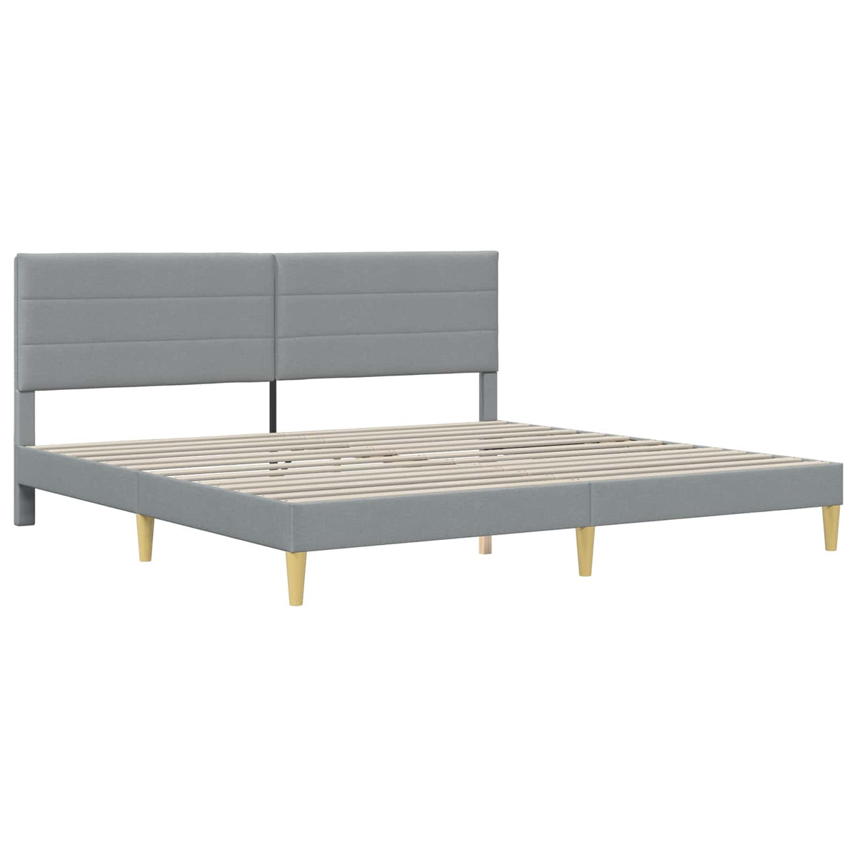 Sengestel med hovedgærde Lysegrå 200 x 200 cm Stof