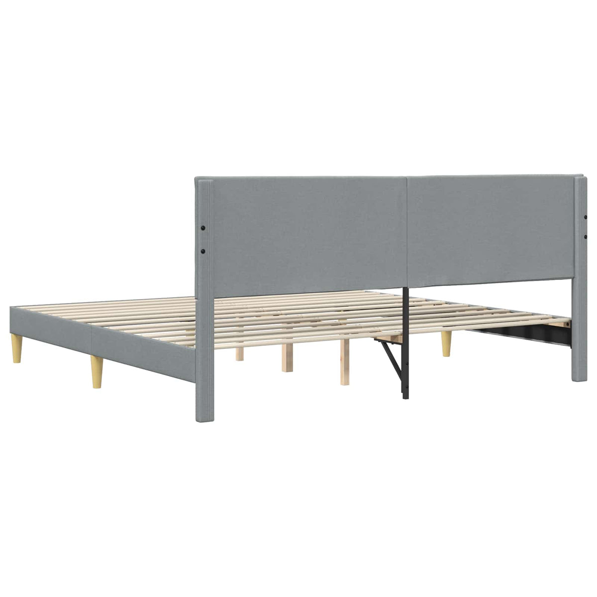 Sengestel med hovedgærde Lysegrå 200 x 200 cm Stof