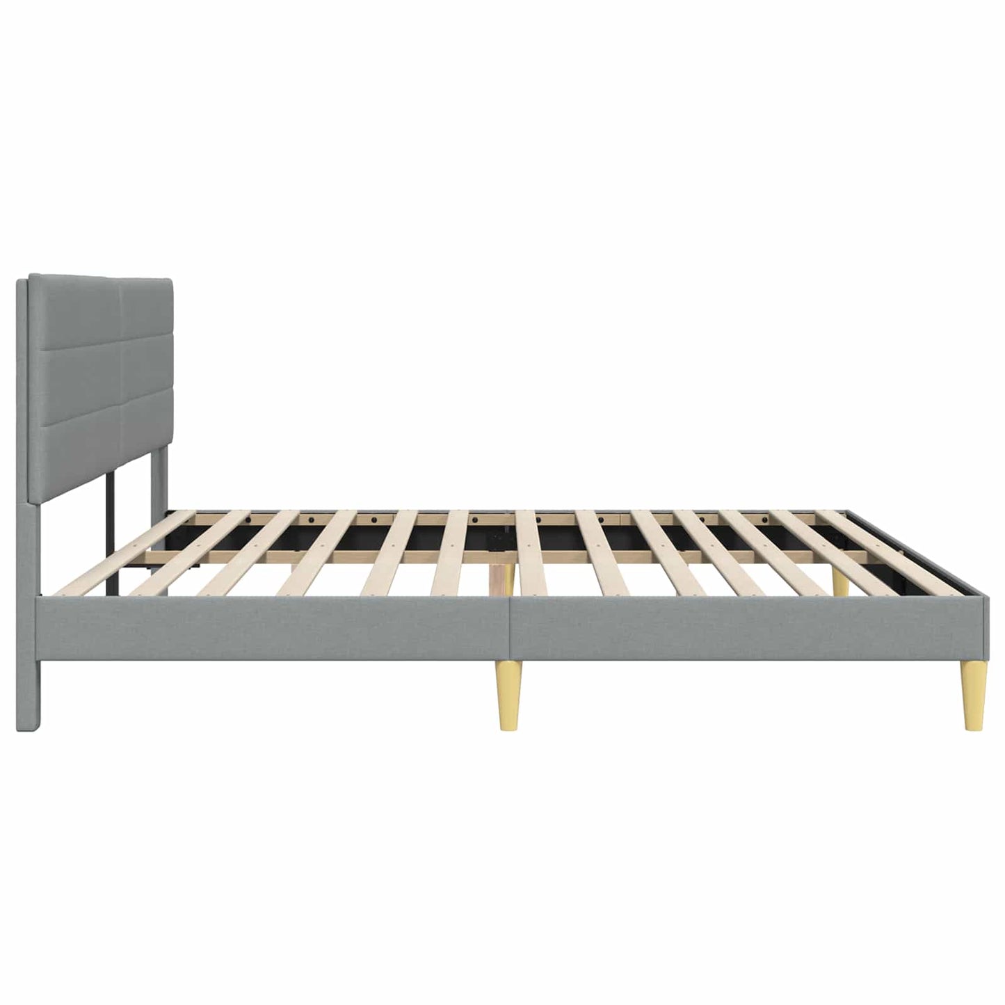 Sengestel med hovedgærde Lysegrå 200 x 200 cm Stof