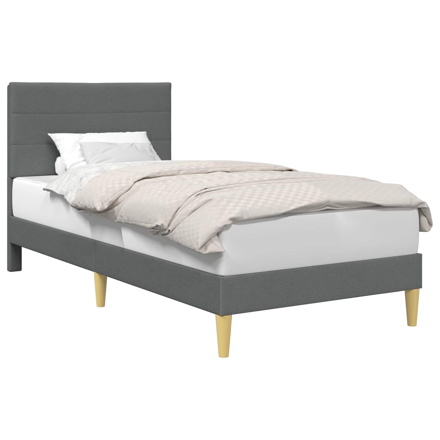Sengestel med hovedgærde Mørkegrå 100 x 203 cm Stof
