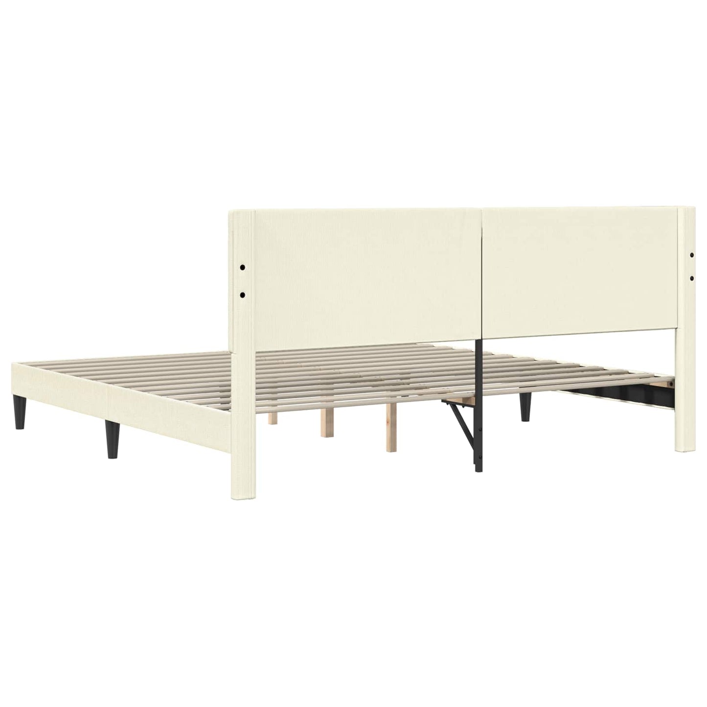 Sengestel med hovedgærde Cremefarvet 180 x 200 cm Velourstof