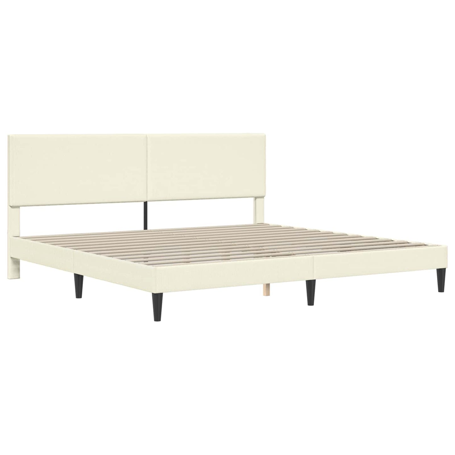 Sengestel med hovedgærde Cremefarvet 200 x 200 cm Velourstof