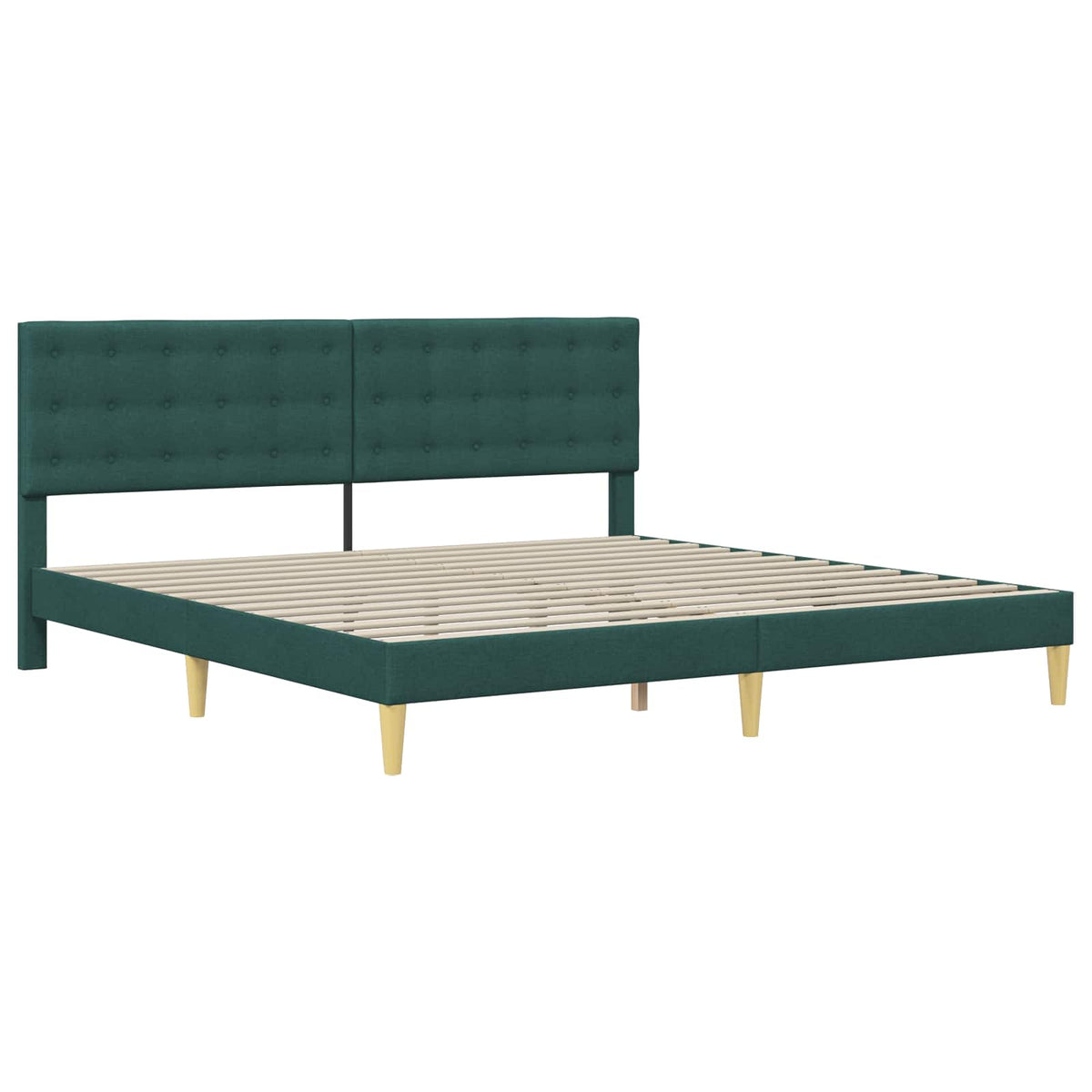 Sengestel med hovedgærde Mørkegrøn 200 x 200 cm Stof
