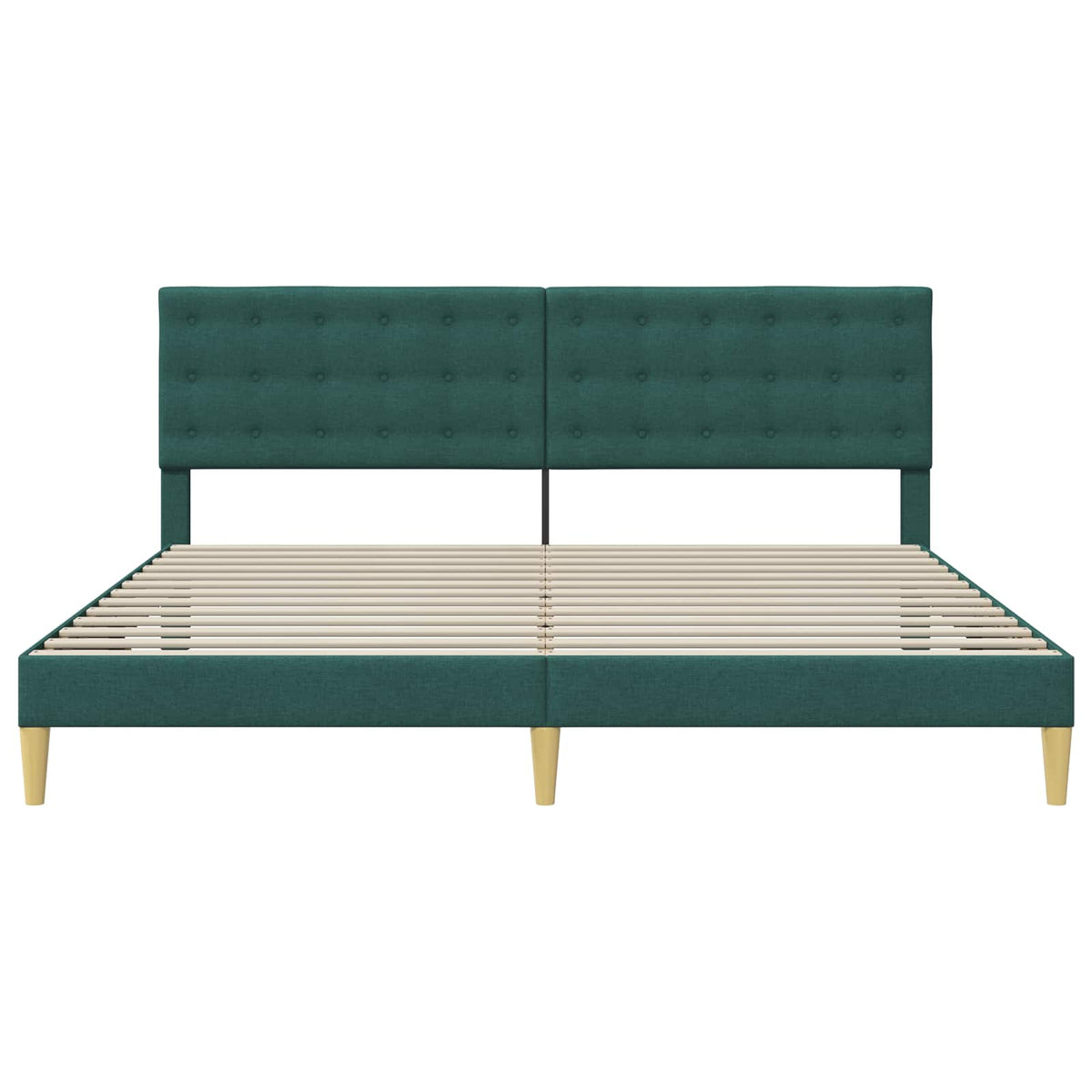 Sengestel med hovedgærde Mørkegrøn 200 x 200 cm Stof