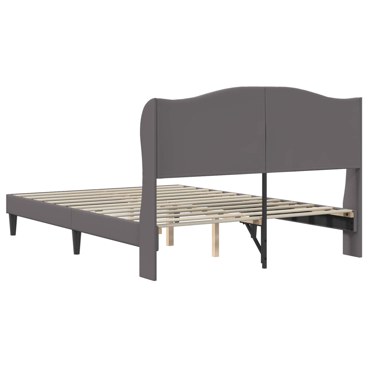 Sengestel med hovedgærde Grå 140 x 190 cm Kunstlæder