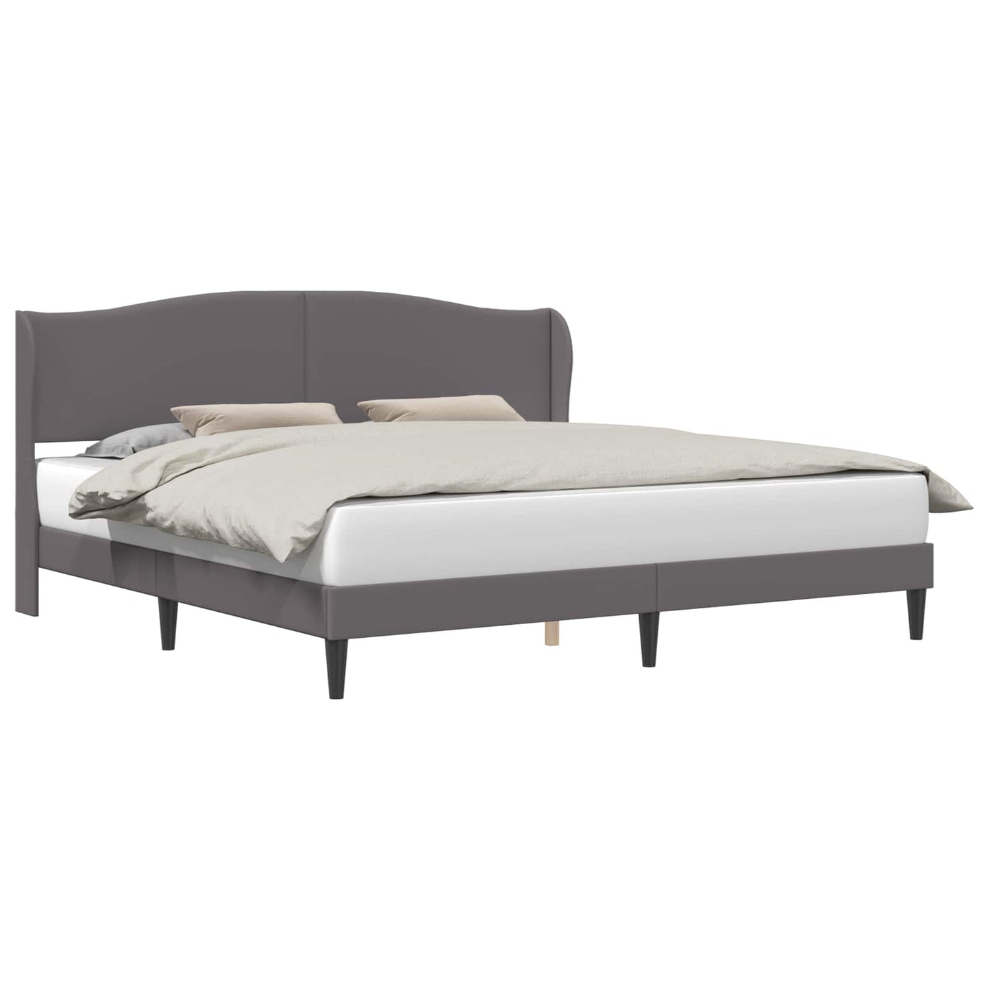 Sengestel med hovedgærde Grå 200 x 200 cm Kunstlæder