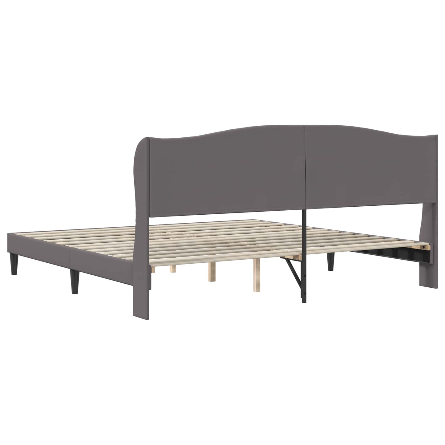 Sengestel med hovedgærde Grå 200 x 200 cm Kunstlæder