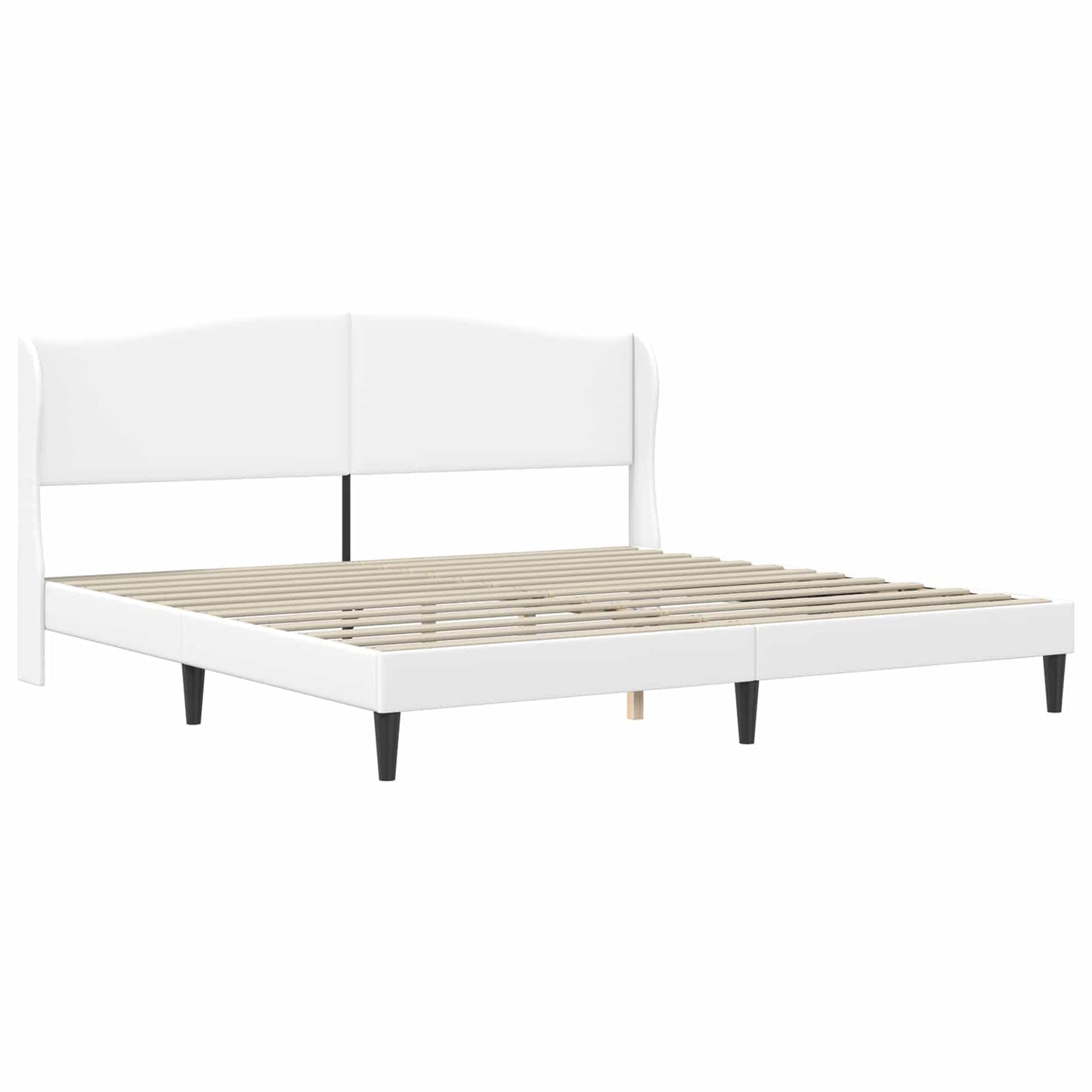 Sengestel med hovedgærde Hvid 200 x 200 cm Kunstlæder
