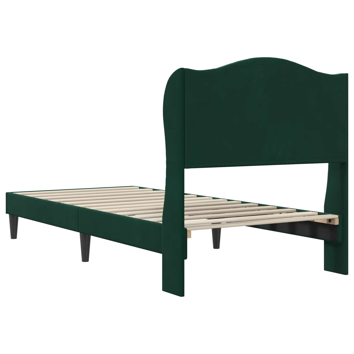 Sengestel med hovedgærde Mørkegrøn 90 x 190 cm Fløjl