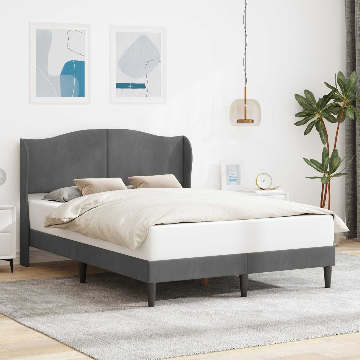 Sengestel med hovedgærde Mørkegrå 120 x 190 cm Fløjl
