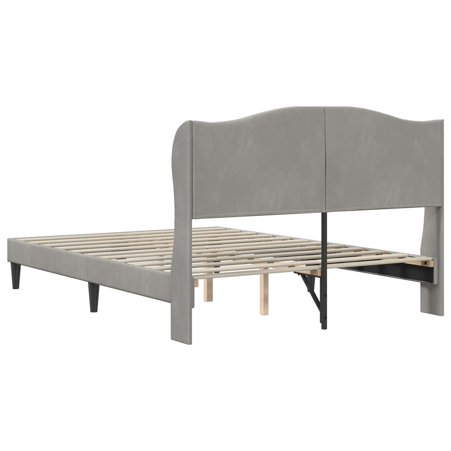 Sengestel med hovedgærde Lysegrå 140 x 190 cm Fløjl