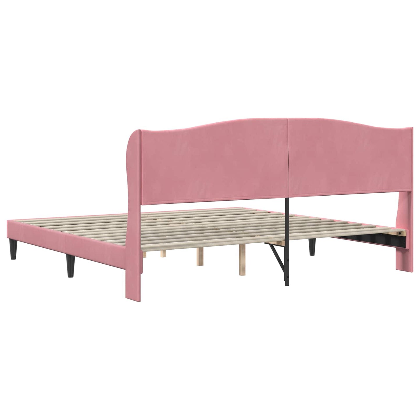 Sengestel med hovedgærde Lyserød 200 x 200 cm Fløjl