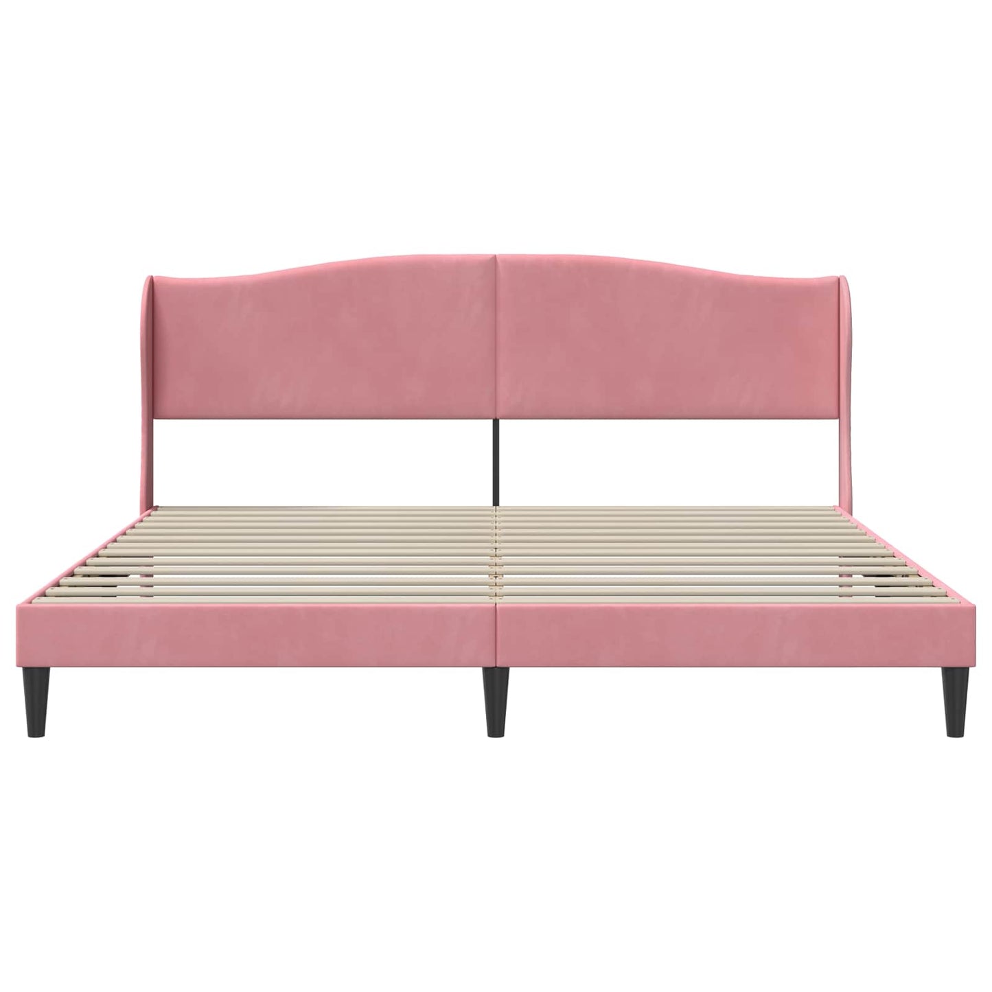 Sengestel med hovedgærde Lyserød 200 x 200 cm Fløjl